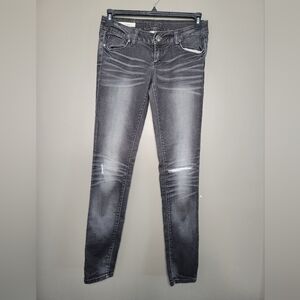 Junior's Distressed Gray Jean Leggings - Decree